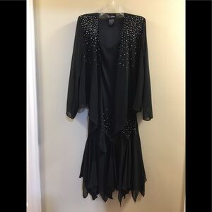 illusion soutache trim party dress SLNY Illusion Soutache-Trim Party Dress-Black and Soft Pink -Size 14